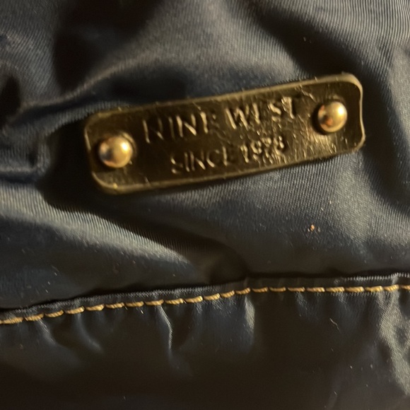 Nine West Large Classic Two Handle Blue Tote Style Handbag Purse - Picture 3 of 7